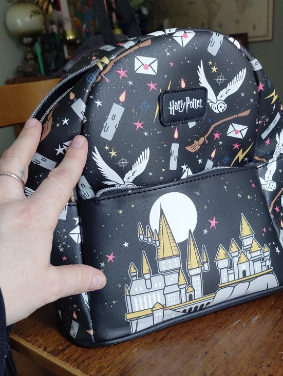 funko harry potter mini backpack Pop! Chamber of Secrets Print 11" Faux Leather Blueberry Cat Shoulder Bags by Loungefly Harry Potter Hedwig Watercolor Mini